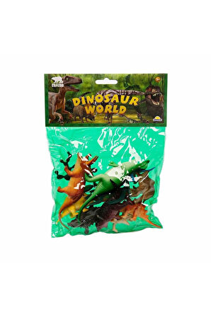 Kız Çocuk Oyuncak Erkek Çocuk Oyuncak 0710 Dinozorların Dünyası Poşetli Hayvan Oyun Seti Orta Boy Eğ