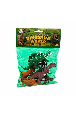 Kız Çocuk Oyuncak Erkek Çocuk Oyuncak 0710 Dinozorların Dünyası Poşetli Hayvan Oyun Seti Orta Boy Eğ