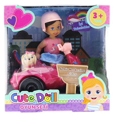 Öğretici Oyuncak Cute Doll Mini Bebek ve Köpekli Mor Motorsiklet Kız Erkek Çocuk Eğitici Eğitici