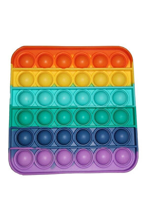 Eğitici Öğretici Çocuk Oyuncaklar Pop It Push Bubble Fidget Zihinsel Stres Oyuncağı Gökkuşağı Popit