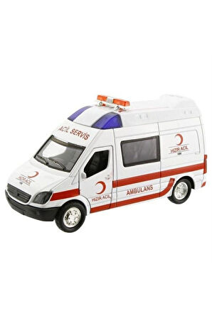 Eğitici Öğretici Çocuk Oyuncaklar Oyun Setleri- Metal Sesli Ambulans Minibüs