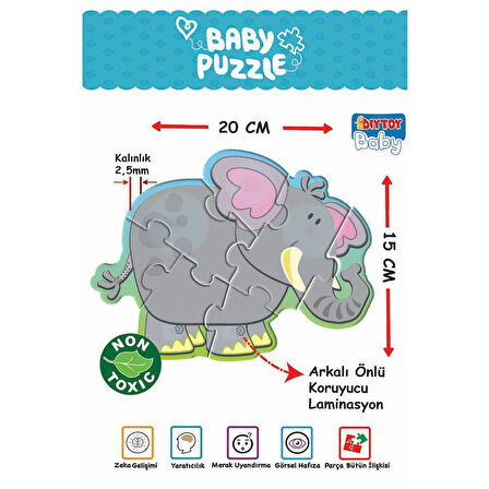 Kız Erkek Çocuk Oyuncak 1703 Dıytoy, Baby Puzzle-Benim İlk Hayvanlar Kız Erkek Çocuk Eğitici Eğitici Oyu