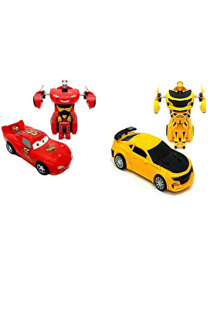 Eğitici Öğretici Çocuk Oyuncaklar Robota Dönüşebilen Çekbırak 2 Li Araba