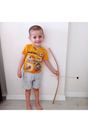 Eğitici Öğretici Çocuk Oyuncaklar Iskender Ok Yay Seti 1 Yay 3 Ok Verniksiz Doğal Oyuncak Dikkat Kal