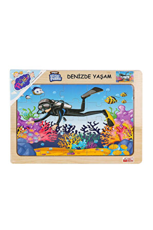 Kız Çocuk Oyuncak Erkek Çocuk Oyuncak ONY-187-188-189-190 Ahşap Eğitici Puzzle Denizde Yaşam Eğitici
