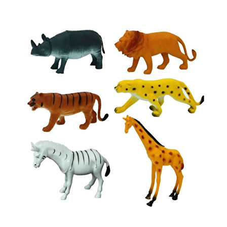 Eğitici Oyuncak 0715 Vahşi Hayvanlar Poşetli 6'lı Hayvan Oyun Seti -Sunman Kız Erkek Çocuk Eğiticil