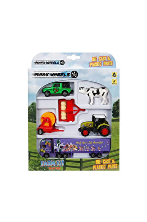 Kız Çocuk Oyuncak Erkek Çocuk Oyuncak 19403 Araçlı Çiftlik Seti 6 Parça -Sunman Eğitici Oyuncaklar