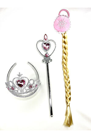 Eğitici Öğretici Çocuk Oyuncaklar Çoçuk Karlar Ülkesi Frozen Elsa Anna Sihirli Asa Saç Ve Taç Seti 3