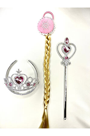 Eğitici Öğretici Çocuk Oyuncaklar Çoçuk Karlar Ülkesi Frozen Elsa Anna Sihirli Asa Saç Ve Taç Seti 3