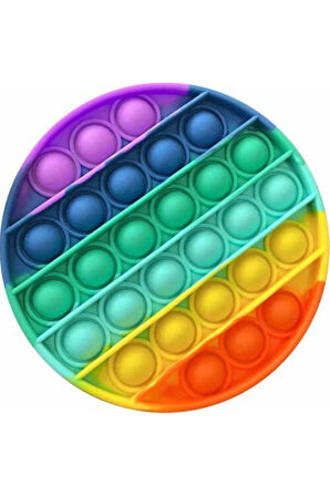 Eğitici Öğretici Çocuk Oyuncaklar Popit Gökkuşağı Renkli Duyusal Stres Oyuncağı Daire