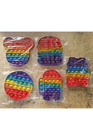 Eğitici Öğretici Çocuk Oyuncaklar Popit Gökkuşağı Renkli Duyusal Stres Oyuncağı Daire