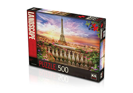 Eğlenceli Oyuncak KS Puzzle 500 Parça Sunset İn Eiffel Eyfel'de Günbatımı Kız Erkek Çocuk Eğitici