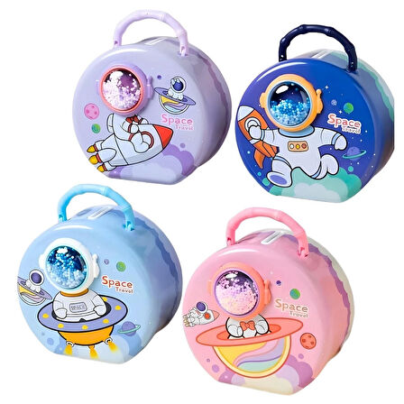 Eğitici Oyuncak Kilitli Metal Yuvarlak Kumbara Kız Erkek Çocuk Eğitici