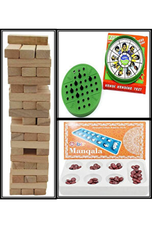 Eğitici Öğretici Çocuk Oyuncaklar 54 Parça Jenga Denge Oyunu Ve Solo Test - Mangala Zeka Oyunu Eğiti