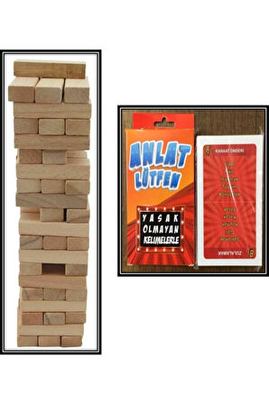 Eğitici Öğretici Çocuk Oyuncaklar 54 Parça Jenga - Lütfen Anlat Seti