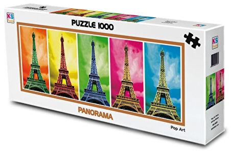 Kız Erkek Çocuk Oyuncak KS Puzzle 1000 Parça Panoramik Pop Art Eyfel Kulesi Kız Erkek Çocuk Eğitici Eğit