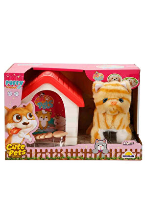 Kız Çocuk Oyuncak Erkek Çocuk Oyuncak Sesli ve Hareketli Kulübeli Sevimli Peluş Kedi Eğitici Oyuncak