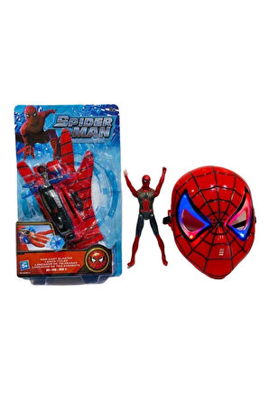 Eğitici Öğretici Çocuk Oyuncaklar Ağ Atan Eldiven+ışıklı Maske+18Cm Işıklı Figür 3 Lü Set Oyuncak