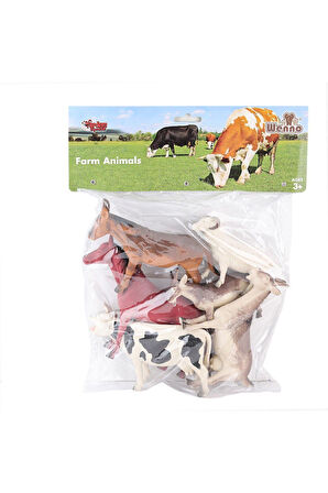 Kız Çocuk Oyuncak Erkek Çocuk Oyuncak SH-9001-Vardem Poşetli 6Pcs 8 İnch Çiftlik Hayvan ve Dinozor S