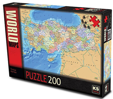 Eğlenceli Oyuncak KS Puzzle 200 Parça Türkiye Siyasi Haritası Kız Erkek Çocuk Eğitici Eğitici Oyun