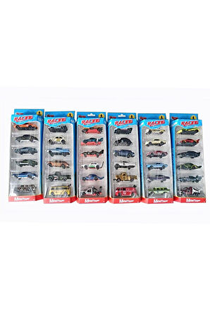 Kız Çocuk Oyuncak Erkek Çocuk Oyuncak ZQ11316-Vardem Kartela 1:64 Metal 6 Parça Araba Seti Eğitici O