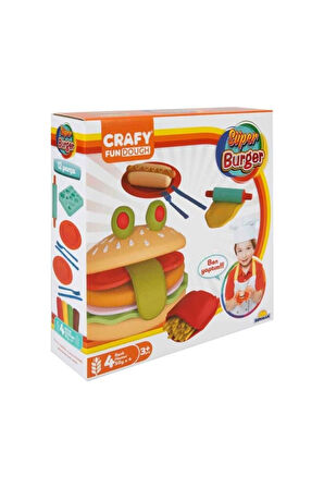 Kız Çocuk Oyuncak Erkek Çocuk Oyuncak HAMUR SETİ KÇK SÜPER BURGER FAST FOOD 4X50 Eğitici Oyuncaklar
