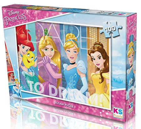 Eğlenceli Oyuncak KS Puzzle 100 Parça Disney Prensesler Kız Erkek Çocuk Eğitici