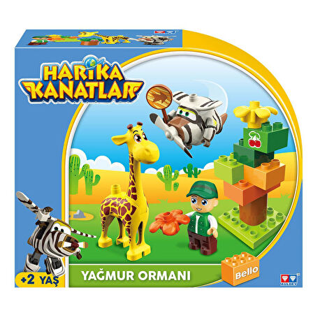 Eğlenceli Oyuncak Harika Kanatlar 15 Parça Blok Bello'nun Yağmur Ormanı Kız Erkek Çocuk Eğitici Eğ