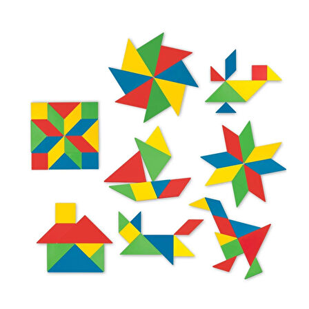 Eğitici Oyuncak 03698 Dede, Tangram 28 Parça Kız Erkek Çocuk Eğitici
