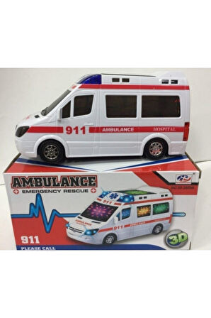 Eğitici Öğretici Çocuk Oyuncaklar Oyuncakadresi Pilli 3d Işıklı Hareketli Oyuncak Ambulans