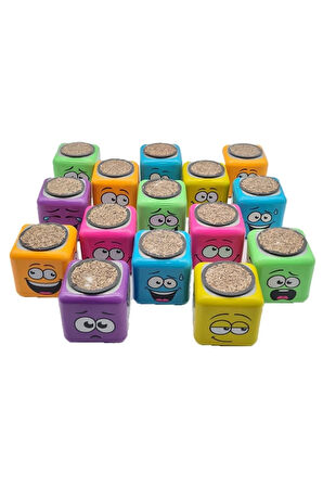 Eğitici Öğretici Çocuk Oyuncaklar Çim Adam Kare Emoji Şekilli Çim Adam Surat 4Adet Okul Öncesi Sonra