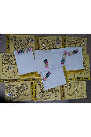 Eğitici Öğretici Çocuk Oyuncaklar A4 Boyutunda 10Adet Kum Boyama Seti Büyük Boy Kum Boyama Seti