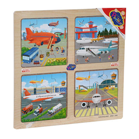 Eğlenceli Oyuncak ONY-343/344/345/346 Ahşap Eğitici 4'lü Puzzle -Onyıl Kız Erkek Çocuk Eğitici Eği