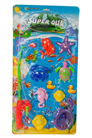 Eğitici Öğretici Çocuk Oyuncaklar Mıknatıslı Olta Balık Etkinlik Seti - Kartelada Okyanus Canlıları