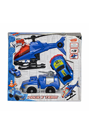 Kız Çocuk Oyuncak Erkek Çocuk Oyuncak ML440 Roadmates 3'lü Aksiyon Polis Seti -Molmo Eğitici Oyuncak