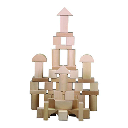 Öğretici Oyuncak CS-8832 Natural Ahşap Blok Seti 50 Parça -Chiva Kız Erkek Çocuk Eğitici Eğitici