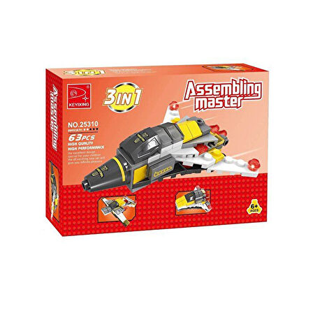 Kız Erkek Çocuk Oyuncak Ausini Assembling Master 3 in 1 63 Parça Uzay Araçları Kız Erkek Çocuk Eğitici E