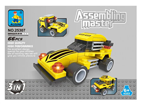 Eğlenceli Oyuncak Ausini Assembling Master 3 in 1 66 Parça Arazi Araçları Kız Erkek Çocuk Eğitici