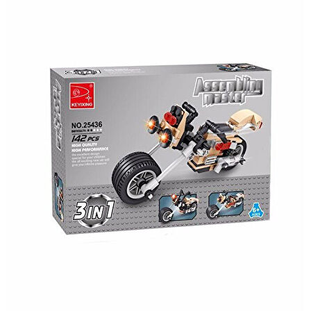 Kız Erkek Çocuk Oyuncak Ausini Assembling Master 3 in 1 142 Parça Motorlar Kız Erkek Çocuk Eğitici Eğiti