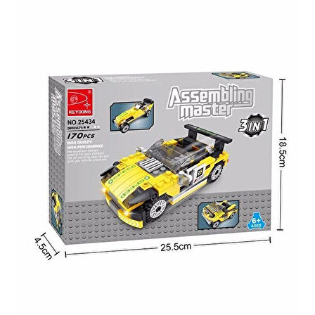 Eğlenceli Oyuncak Ausini Assembling Master 170 Parça 3 in 1 Spor Arabalar Kız Erkek Çocuk Eğitici