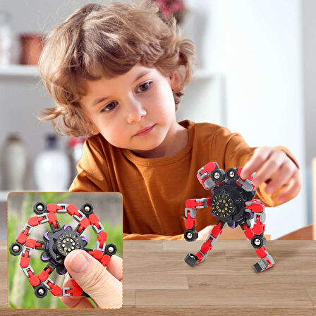 Kız Erkek Çocuk Oyuncak Robota Dönüşen Kırmızı Stres Çarkı Kız Erkek Çocuk Eğitici
