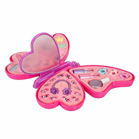 Kız Erkek Çocuk Oyuncak Kelebek Şekilli 4 Katmanlı Makyaj Güzellik Seti Kız Erkek Çocuk Eğitici Eğitici