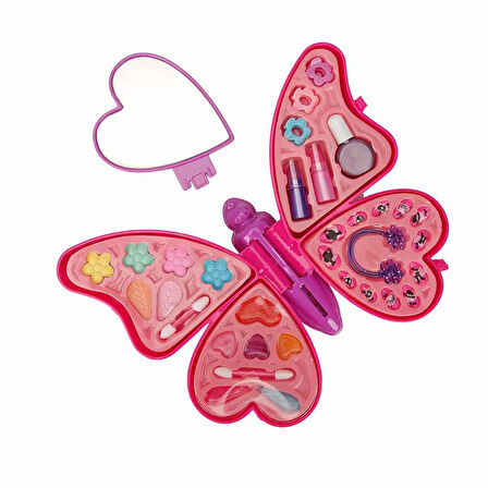 Kız Erkek Çocuk Oyuncak Kelebek Şekilli 4 Katmanlı Makyaj Güzellik Seti Kız Erkek Çocuk Eğitici Eğitici