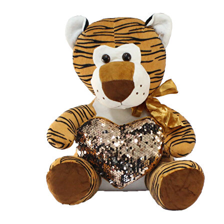 Öğretici Oyuncak Kalpli Kaplan Peluş Oyuncak 35cm Kız Erkek Çocuk Eğitici