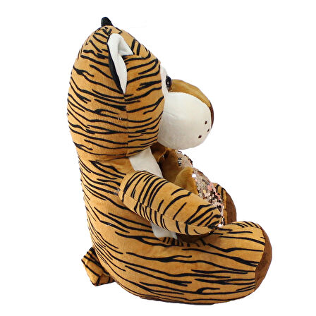 Öğretici Oyuncak Kalpli Kaplan Peluş Oyuncak 35cm Kız Erkek Çocuk Eğitici