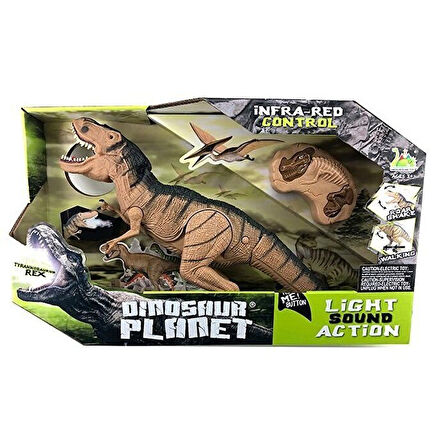 Eğlenceli Oyuncak Sesi Işıklı Kumandalı Buharlı Dinozor T-Rex Kız Erkek Çocuk Eğitici Eğitici Oyun