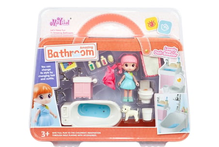 Kız Erkek Çocuk Oyuncak Sarı Saçlı Maylla'nın Banyo Keyfi Mini Oyun Seti Kız Erkek Çocuk Eğitici Eğitici