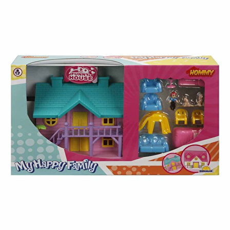 Eğlenceli Oyuncak 02081 Sunman, 2 Katlı Ev Oyun Seti Villa Kız Erkek Çocuk Eğitici