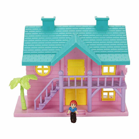 Eğlenceli Oyuncak 02081 Sunman, 2 Katlı Ev Oyun Seti Villa Kız Erkek Çocuk Eğitici