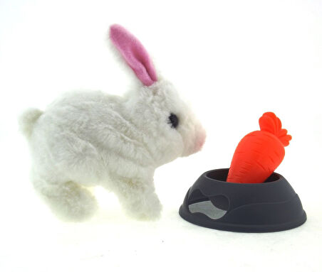 Kız Erkek Çocuk Oyuncak Sesli ve Hareketli Beyaz Peluş Yavru Tavşan Kız Erkek Çocuk Eğitici Eğitici Oyun